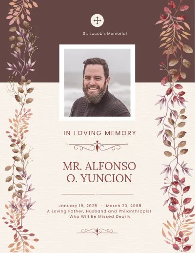 Free Double Sided Memory Funeral Flyer Template to Edit Online
