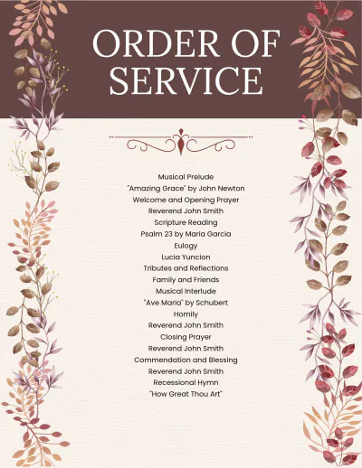 Free Double Sided Memory Funeral Flyer Template to Edit Online