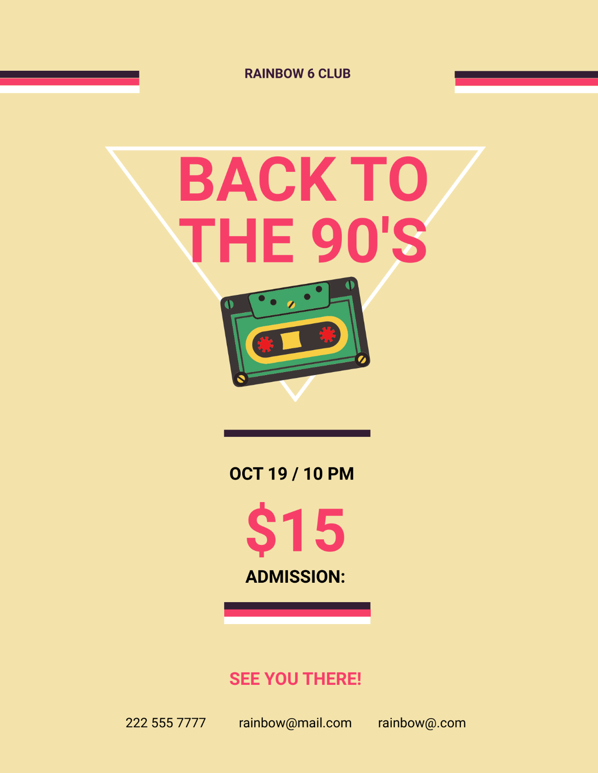 Retro Disco 90s Flyer Template - Edit Online & Download