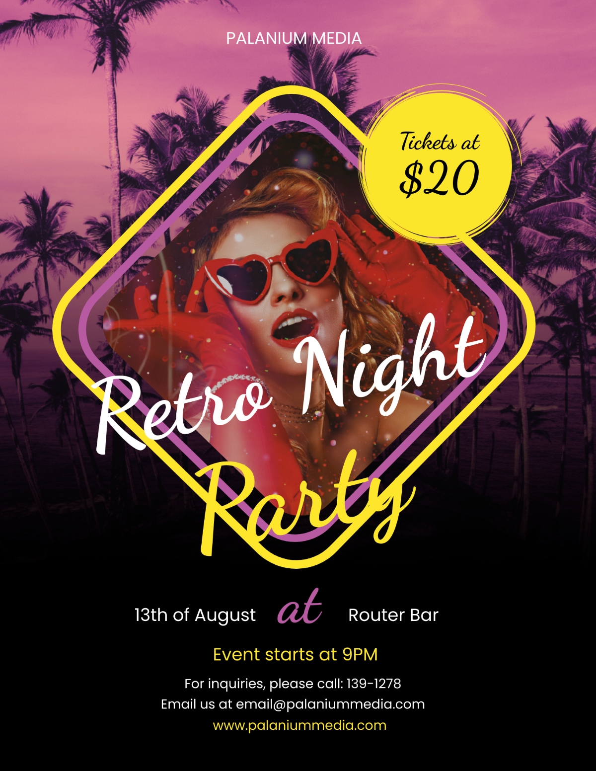 Retro Night Party Flyer Template