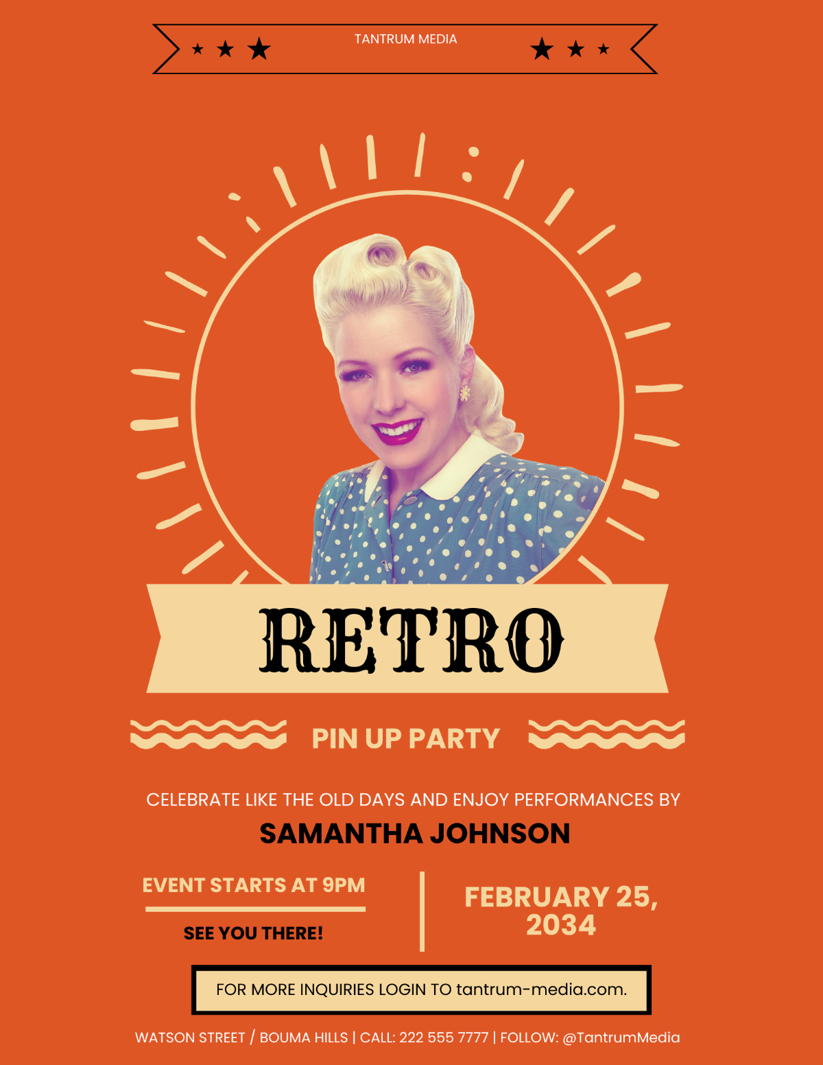 Retro Pinup Party Flyer Template - Edit Online & Download