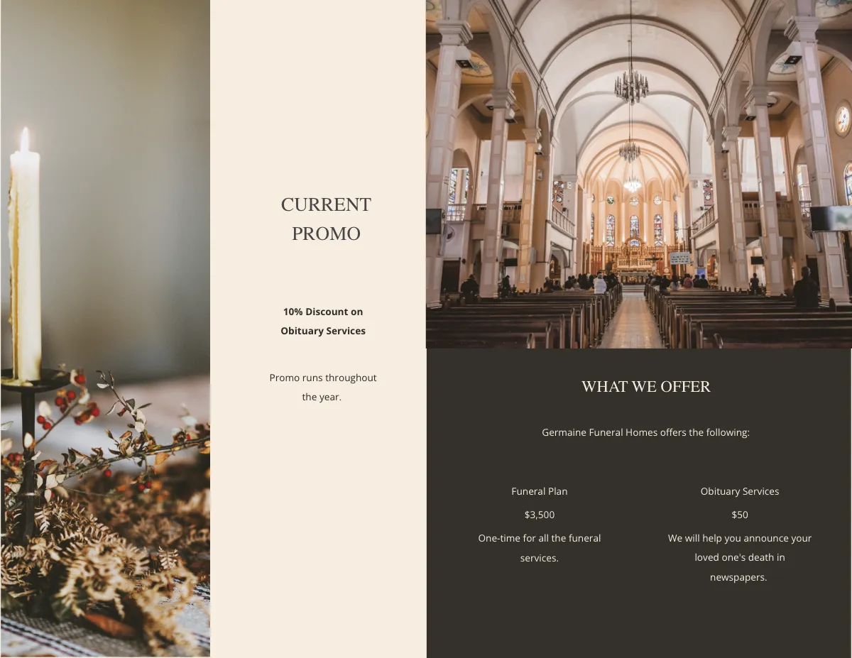 Free Blank Acknowledgment Funeral Bi-Fold Brochure Template to Edit Online