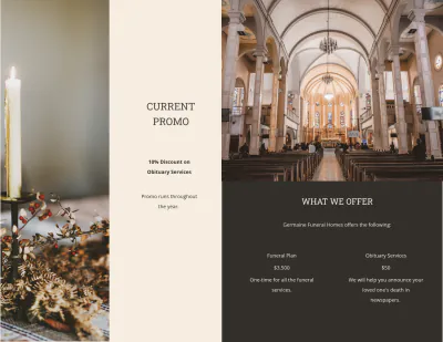 Free Blank Acknowledgment Funeral Bi-Fold Brochure Template to Edit Online