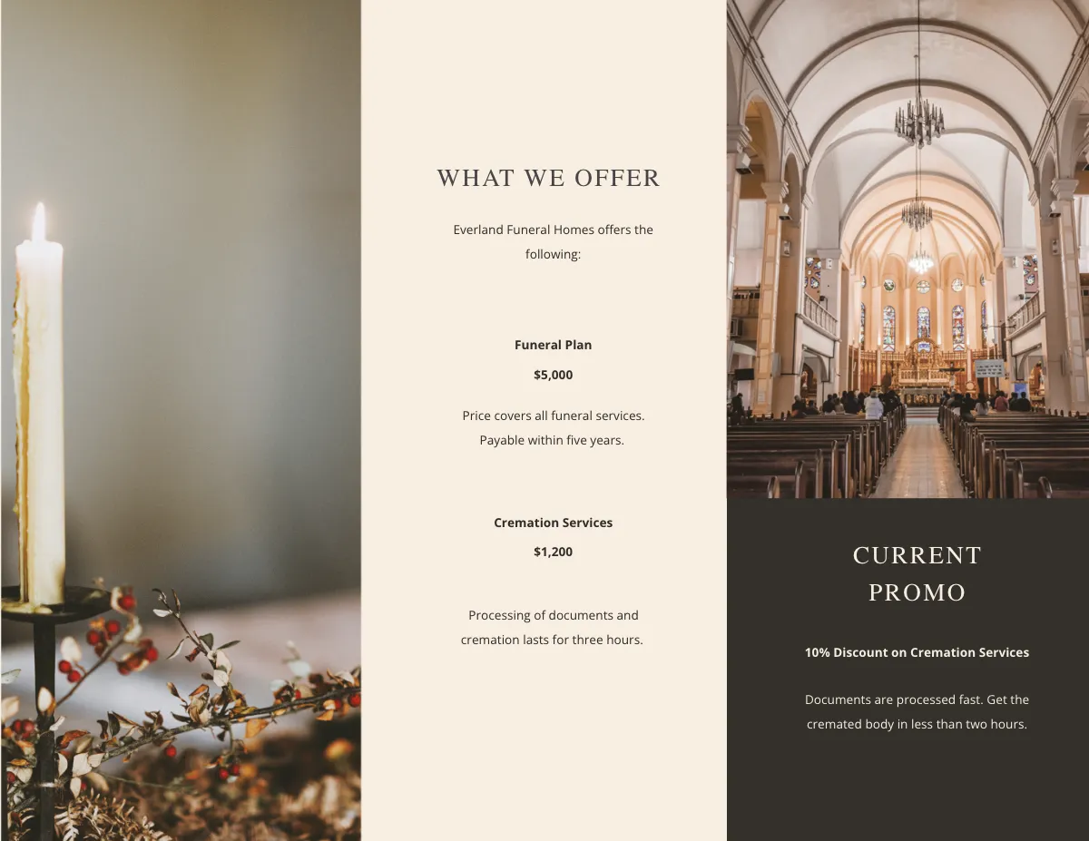 Free Blank Acknowledgment Funeral Tri-Fold Brochure Template to Edit Online