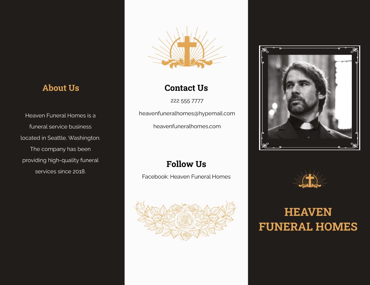 Catholic Funeral Memorial Tri-Fold Brochure Template