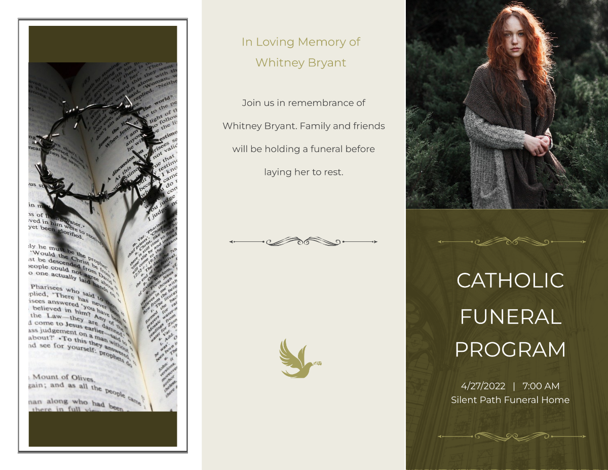 Catholic Funeral Program Tri-Fold Brochure