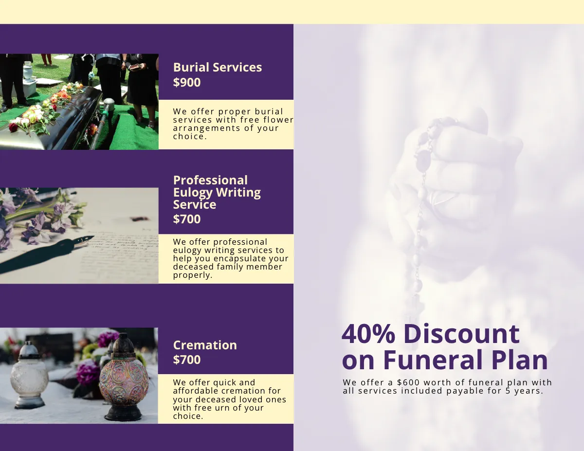 Free Christian Loving Memory Funeral Bi-Fold Brochure Template to Edit Online