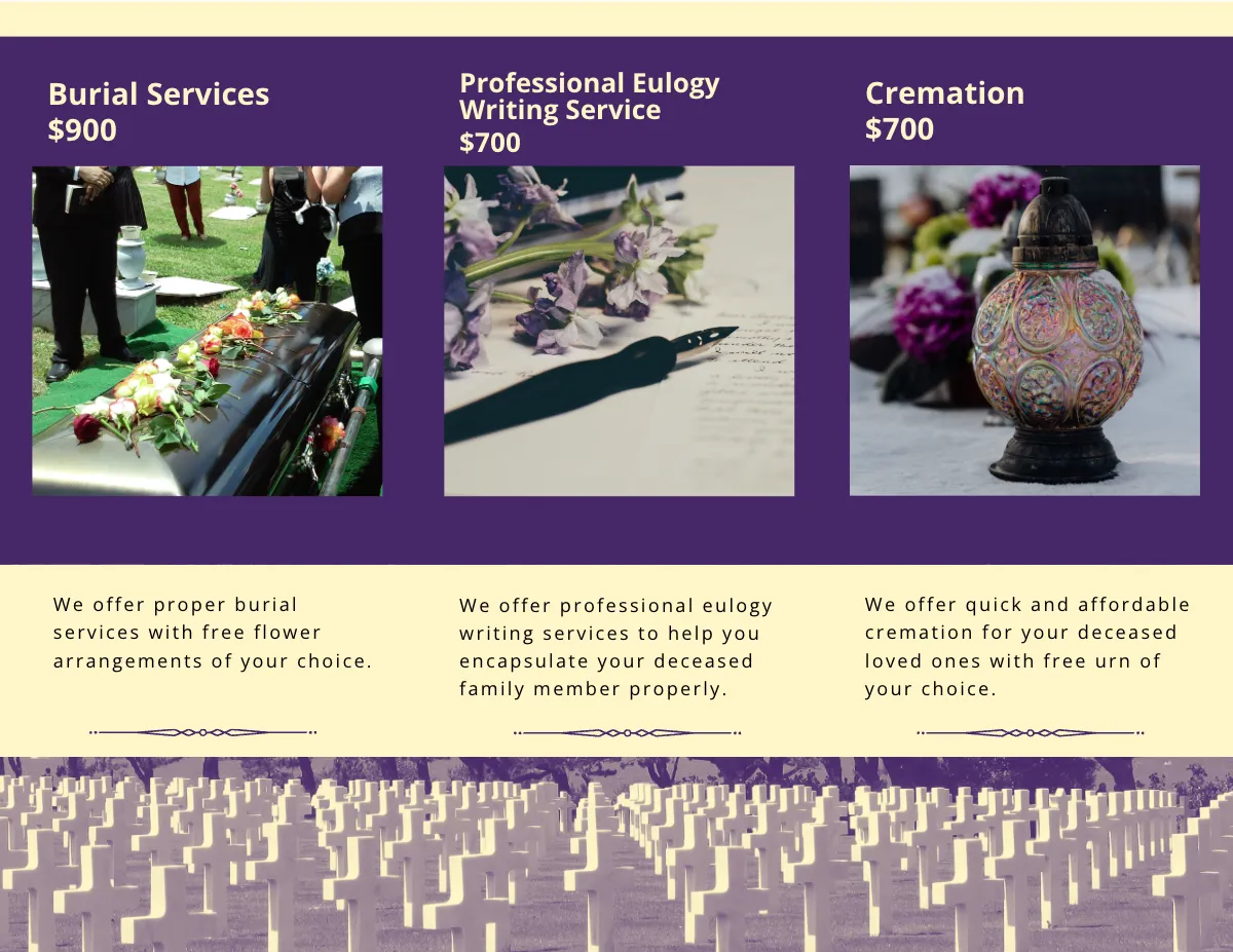 Free Christian Loving Memory Funeral Tri-Fold Brochure Template to Edit Online