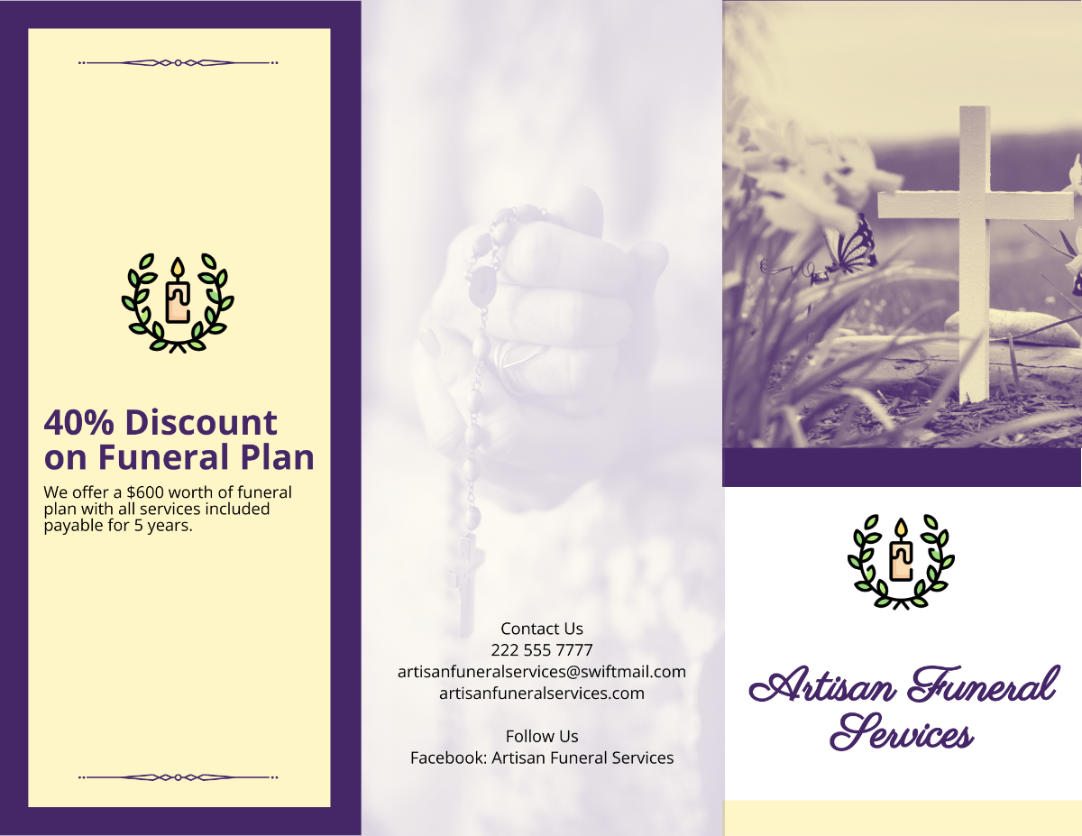 Christian Loving Memory Funeral Tri-Fold Brochure Template