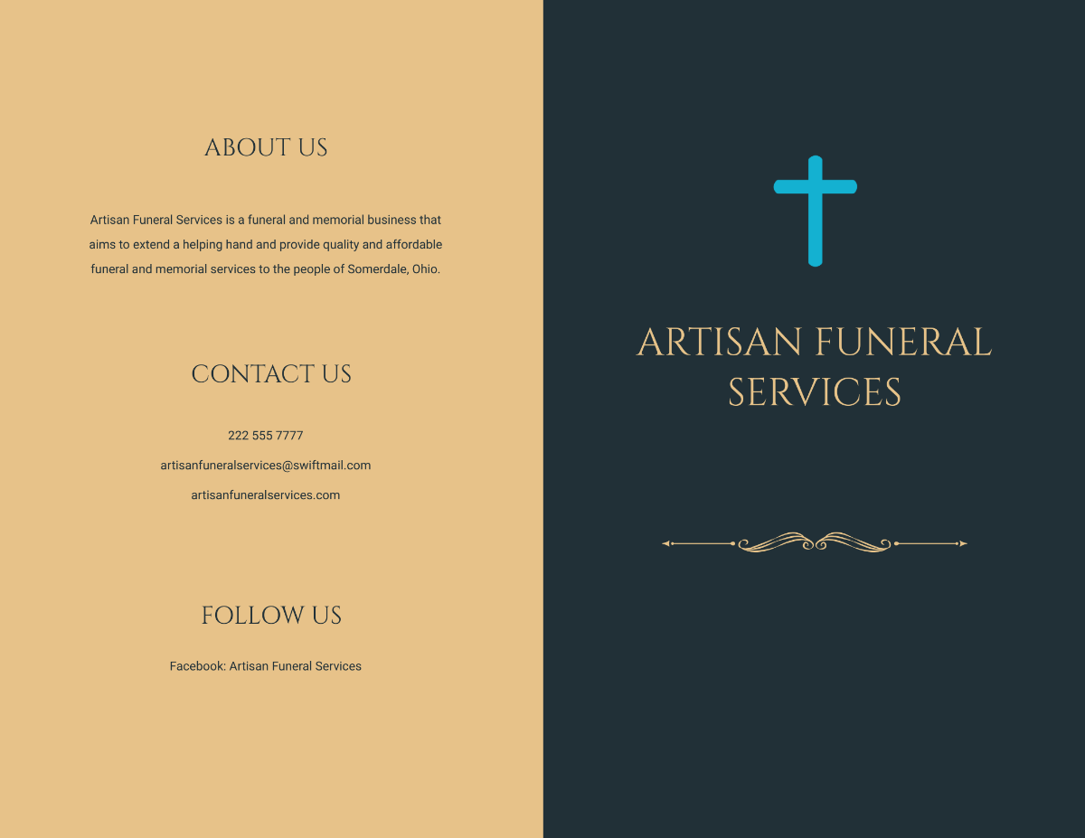 Classic Funeral Obituary Bi-Fold Brochure Template - Edit Online & Download