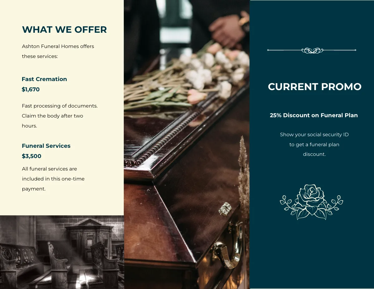 Free Crematory Funeral Home Tri-Fold Brochure Template to Edit Online