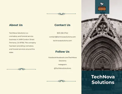 Free Crematory Funeral Home Tri-Fold Brochure Template to Edit Online