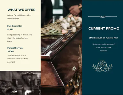 Free Crematory Funeral Home Tri-Fold Brochure Template to Edit Online