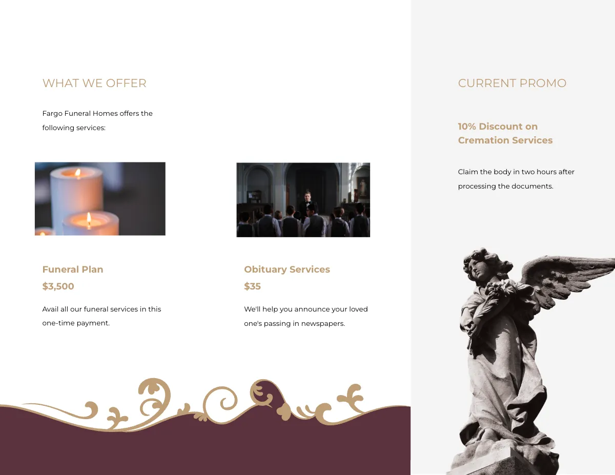 Free Editable Loving Memory Funeral Tri-Fold Brochure Template to Edit Online