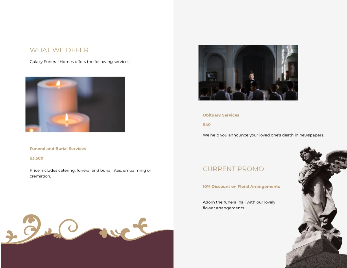 Free Editable Loving Memory Funeral Bi-Fold Brochure Template to Edit Online