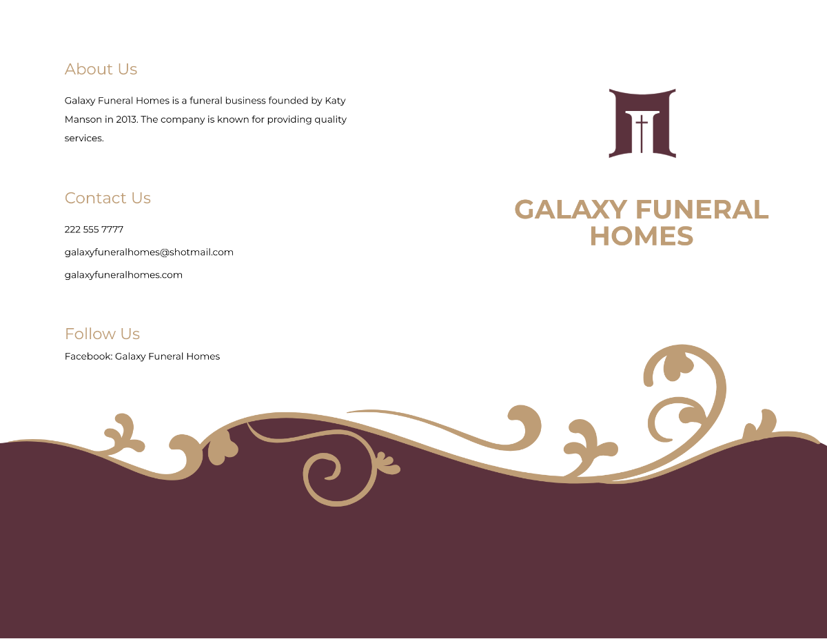 Editable Loving Memory Funeral Bi-Fold Brochure Template