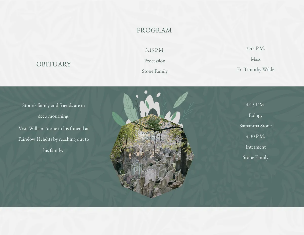 Free Father/ Dad Funeral Obituary Tri-Fold Brochure Template to Edit Online