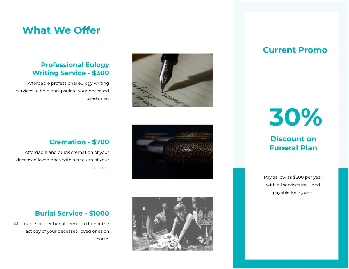 Free Funeral Home Services Tri-Fold Brochure Template to Edit Online