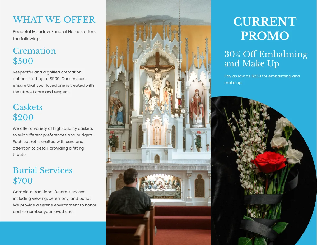 Free Funeral Parlor Tri-Fold Brochure Template to Edit Online