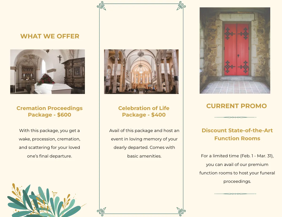 Free In Loving Memory Funeral Tri-Fold Brochure Template to Edit Online