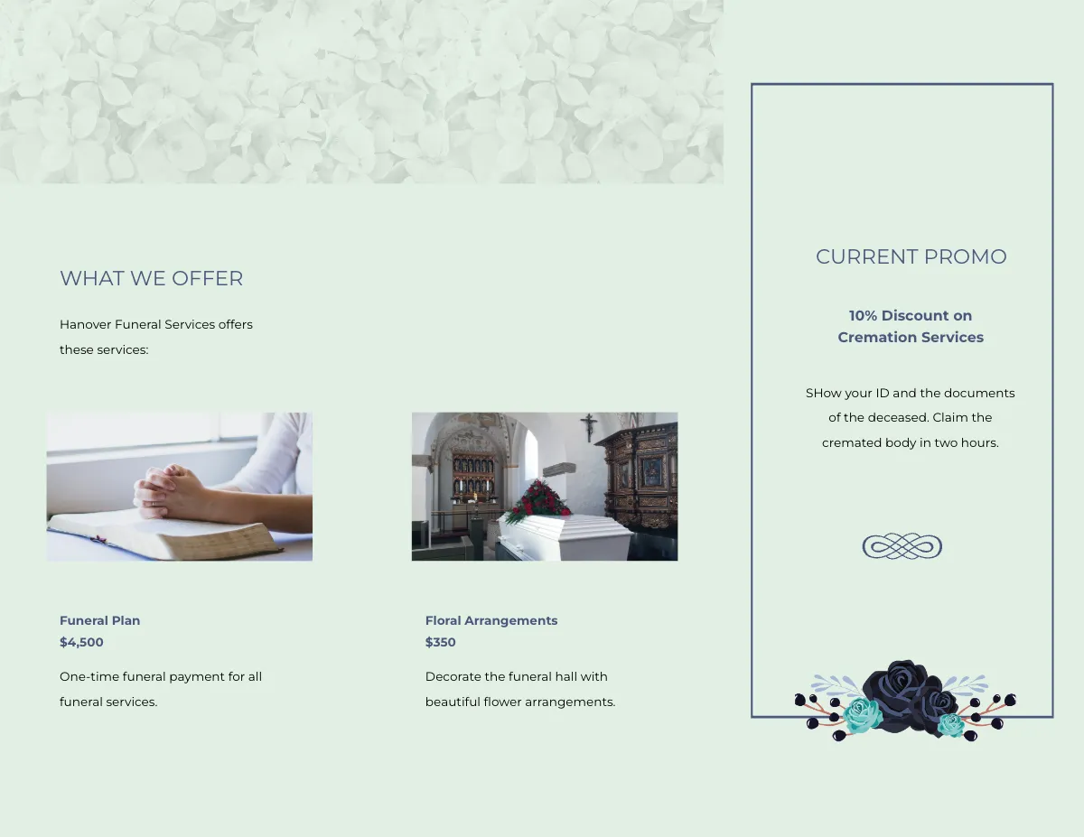 Free Loving Memory Day Funeral Tri-Fold Brochure Template to Edit Online