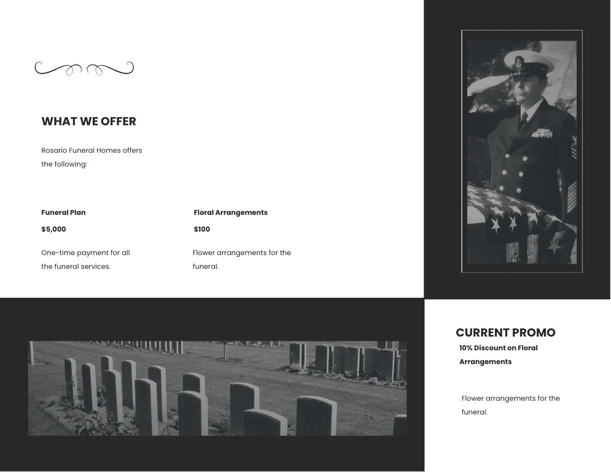 Free Military Funeral Memorial Bi-Fold Brochure Template to Edit Online