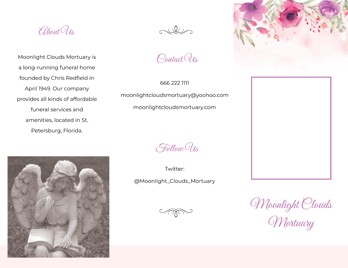 Mortuary Funeral Home Tri-Fold Brochure Template - Edit Online & Download