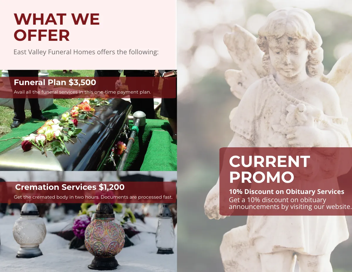 Free Simple Loving Memory Funeral Bi-Fold Brochure Template to Edit Online