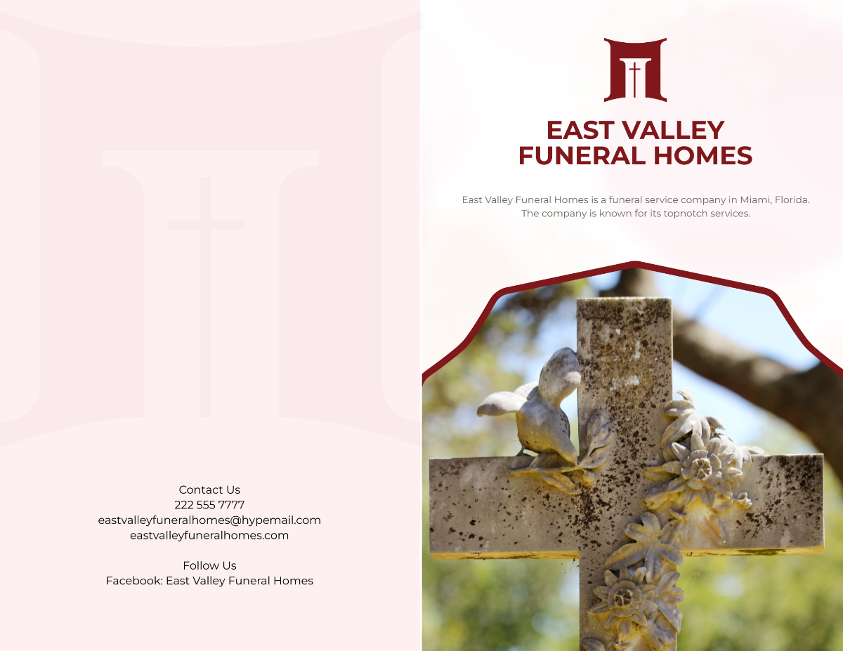 Simple Loving Memory Funeral Bi-Fold Brochure Template - Edit Online & Download