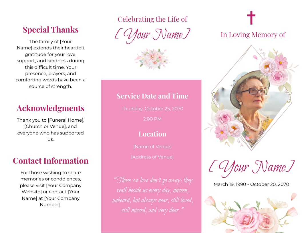 Simple Loving Memory Funeral Tri-Fold Brochure