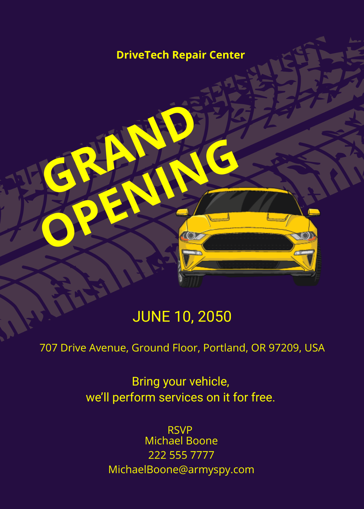 Automotive Repair Shop Opening Invitation