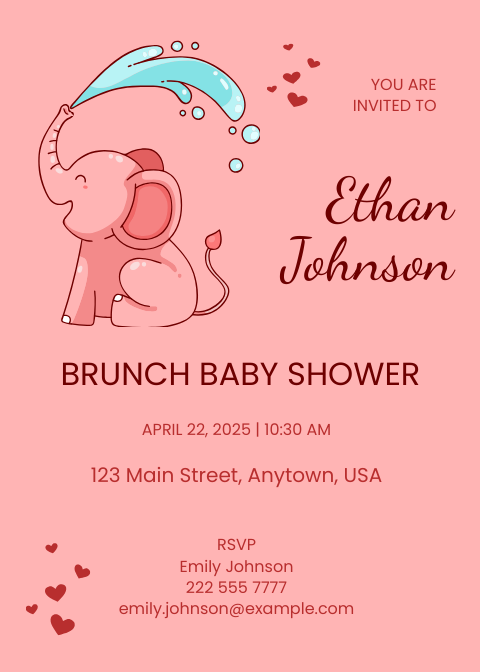 Baby Girl Brunch Shower Invitation