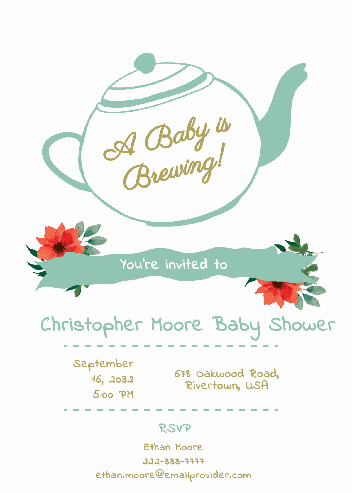 Baby Shower Tea Party Invitation