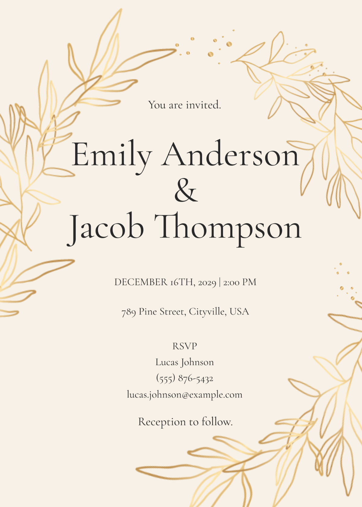 Copper Foil Fall Wedding Invitation