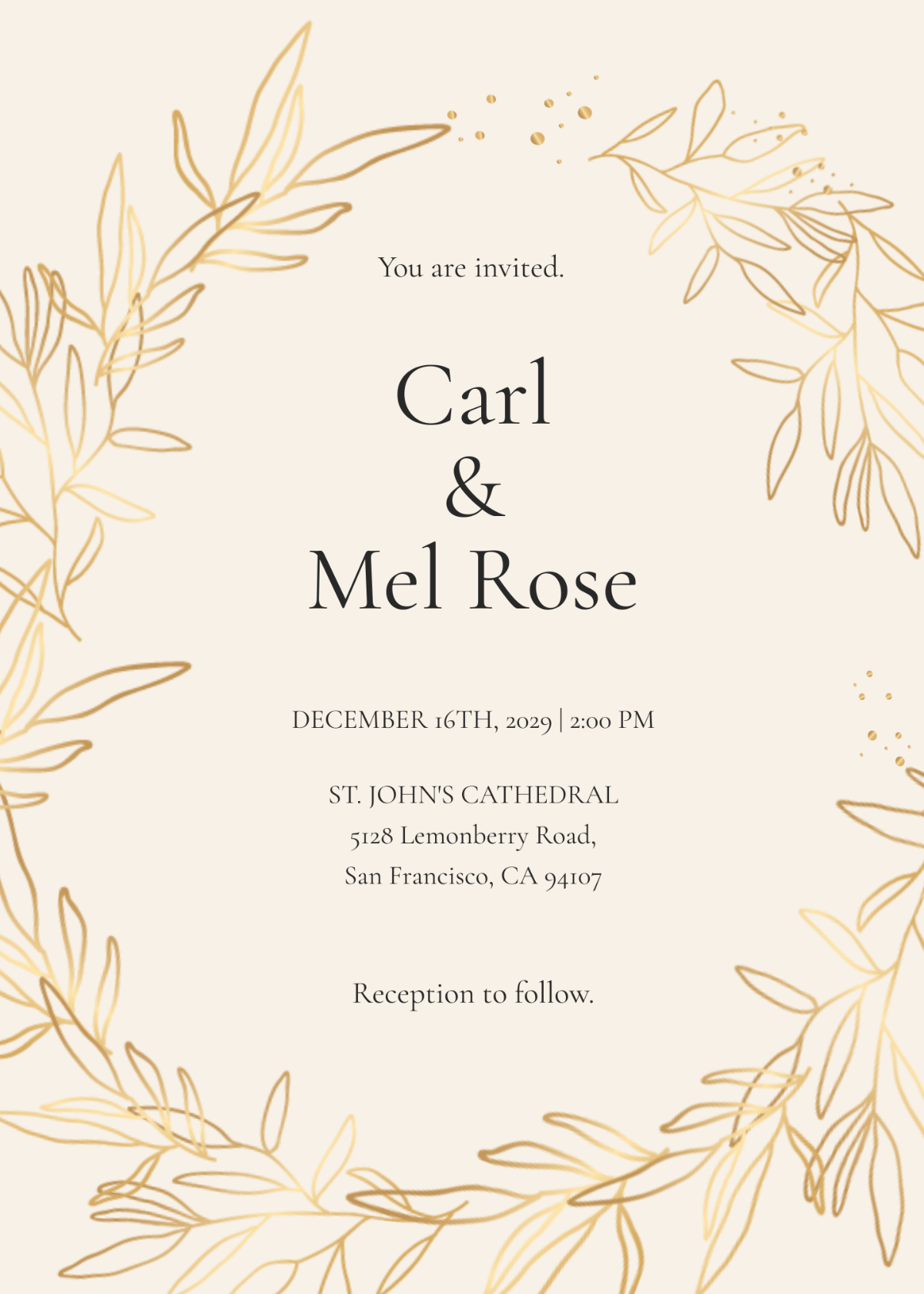 Copper Foil Fall Wedding Invitation Template
