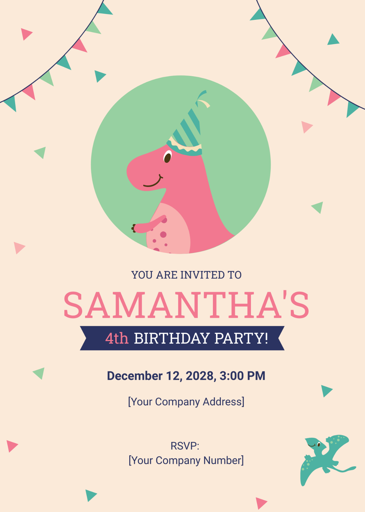 Free Dinosaur Birthday Invitation Template
