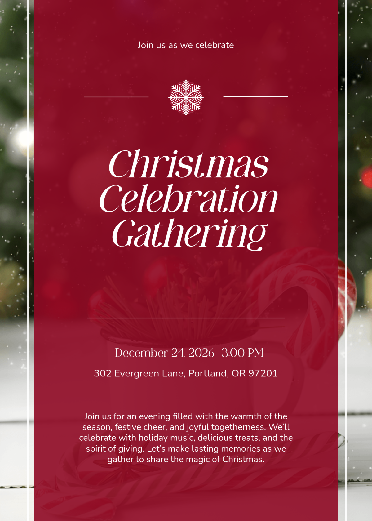 Free Red Christmas Invitation Template to Edit Online