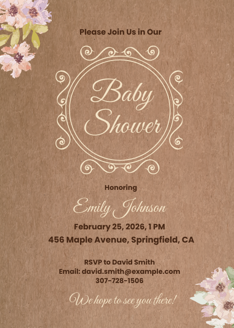 Rustic Baby Shower Invitation