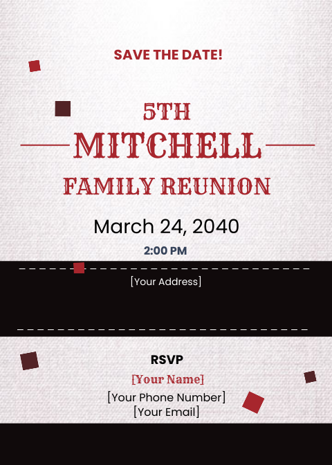 Save The Date Family Reunion Invitation Template Edit Online