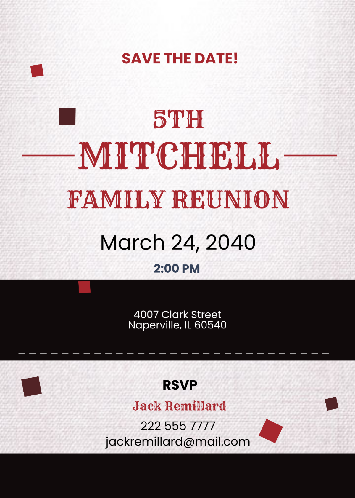 Save The Date Family Reunion Invitation