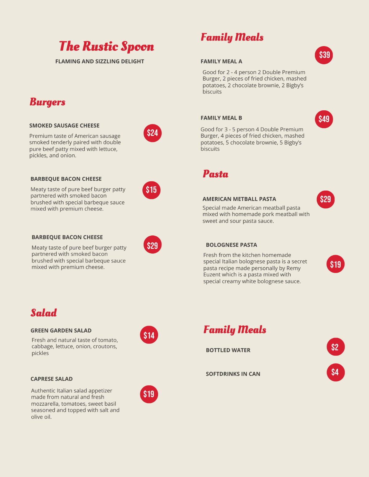 Simple Burger Menu