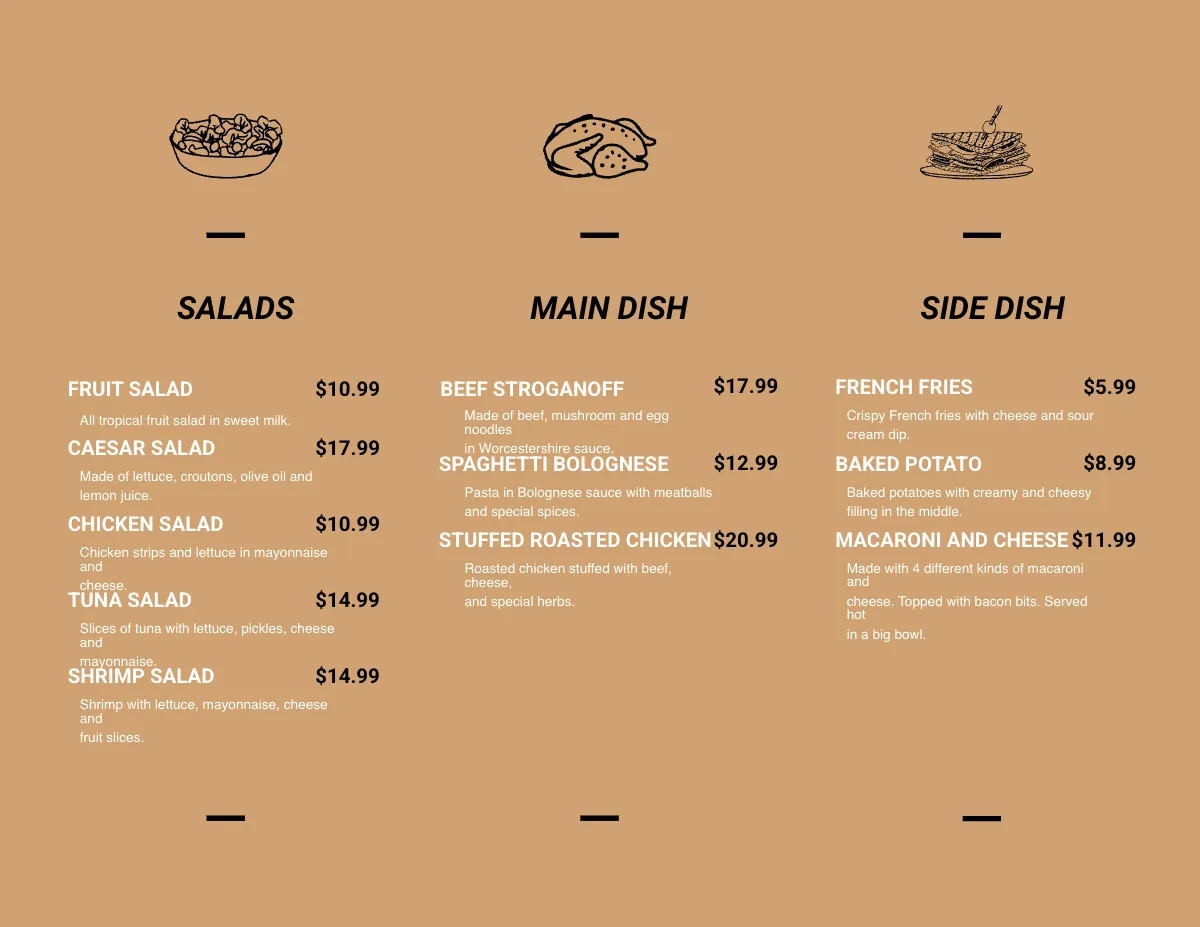 Free Chalkboard Trifold Menu Template to Edit Online