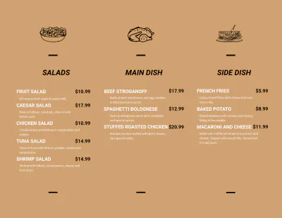 Free Chalkboard Trifold Menu Template to Edit Online