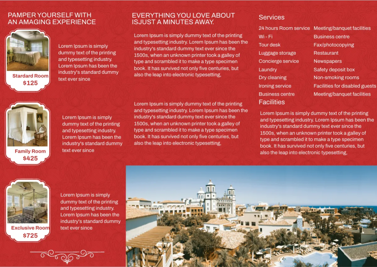 Free Hotel A3 Brochure Template to Edit Online