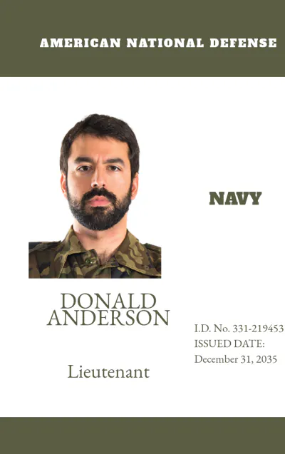 Free Military ID Card Template to Edit Online