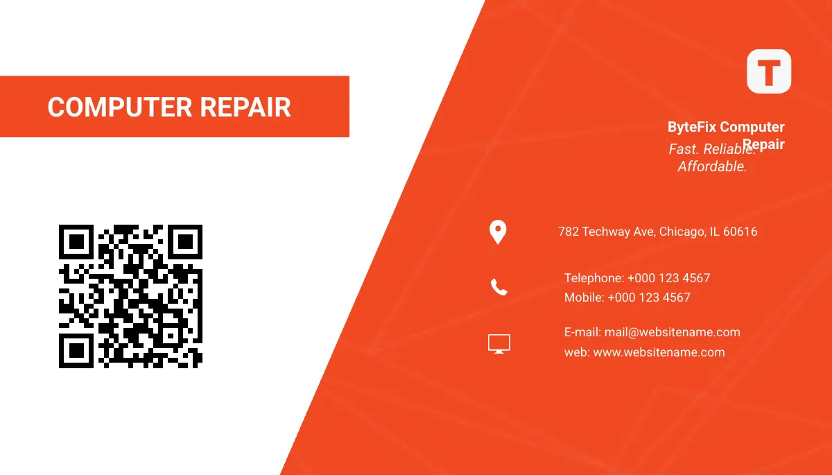Free Computer Repair Business Card Template to Edit Online