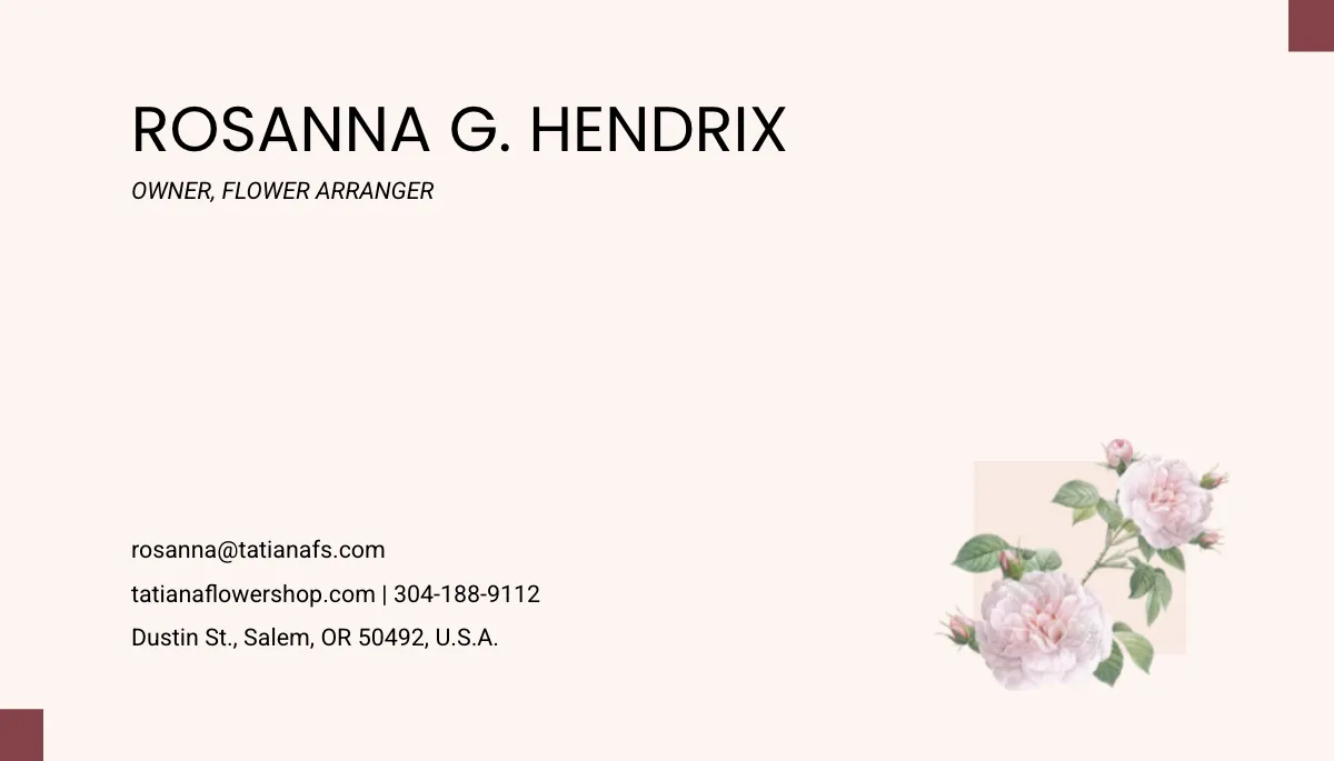 Free English Rose Business Card Template to Edit Online