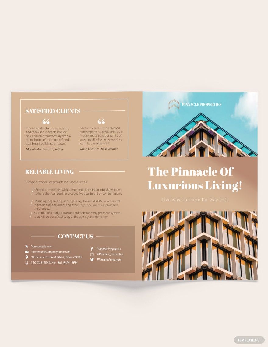 Luxury Apartment/Condo Bi-fold Brochure Template