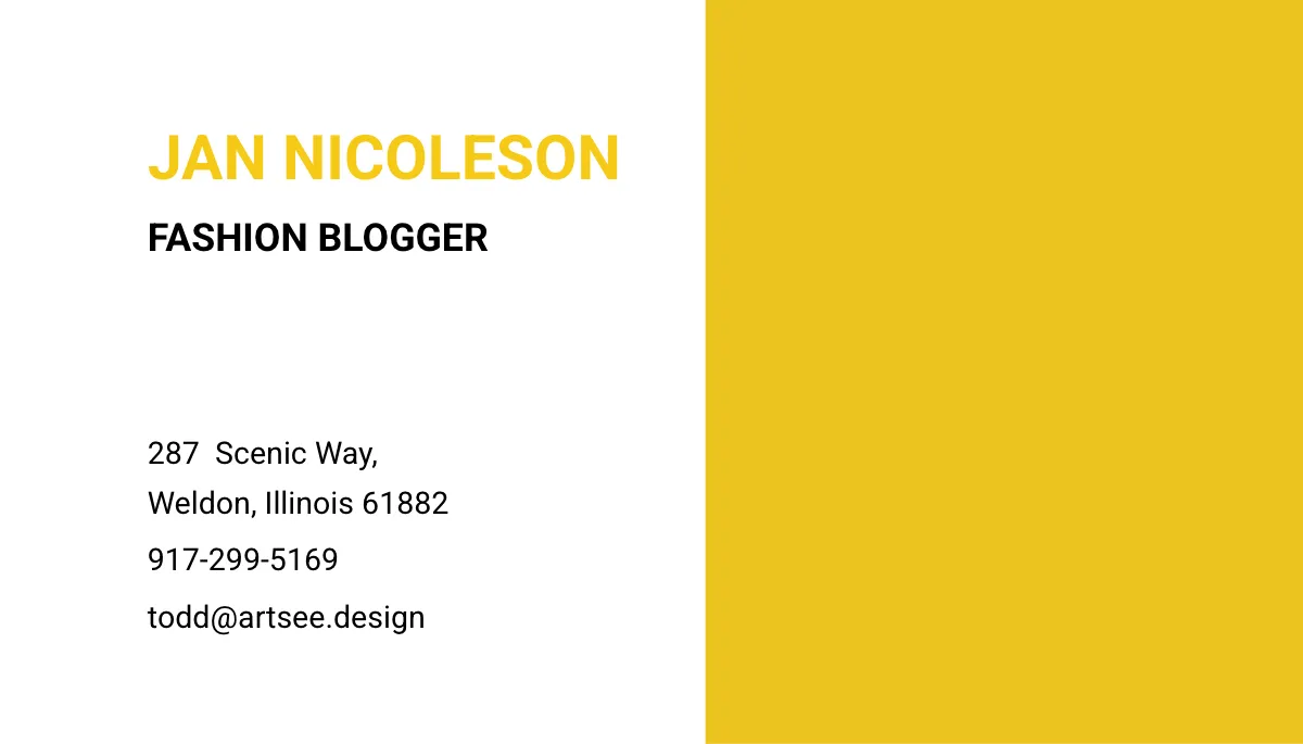 Free Fashion Blogger Business Card Template to Edit Online