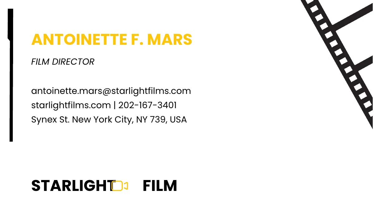 Free Film Director Business Card Template to Edit Online